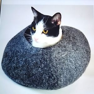 COPY - HEATHERED GRAY CAT CAVE | PET BED ~